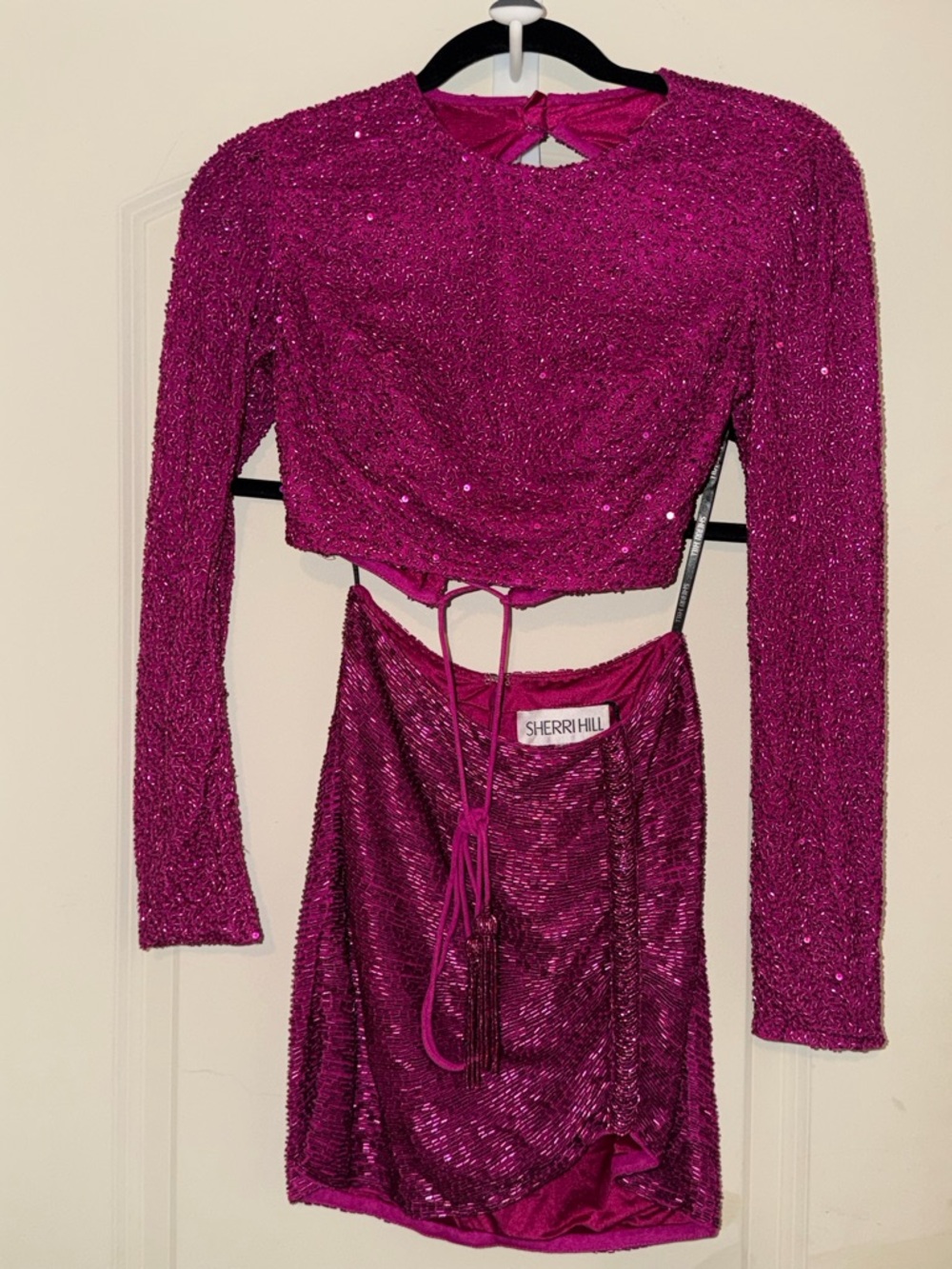 Sherri Hill Fuchsia Beaded Two-Piece Party Set with Corset top NWOT